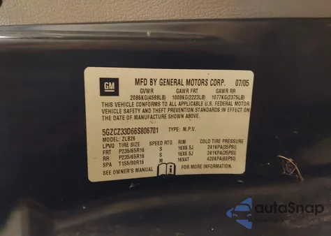 2006 Saturn Vue 4 Cyl from USA, damaged, VIN 5GZCZ33D66S806701